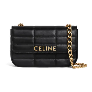 CELINE MATELASSE MONOCHROME Series Quilting Sheepskin Shoulder Bag Women's Black
