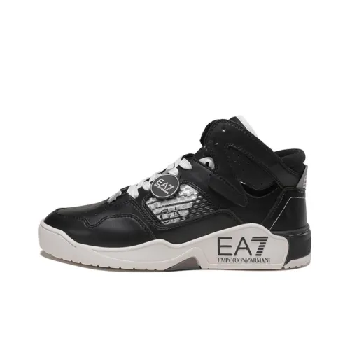 EMPORIO ARMANI EA7 Skateboard Shoes Unisex Mid-Top Black