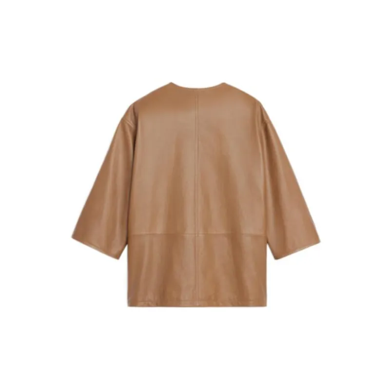 CELINE Leather Jackets Women's Brown Yellow-1