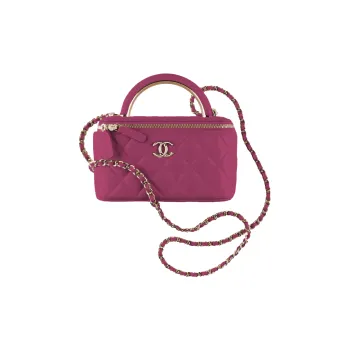CHANEL Lambskin Makeup Box, Shoulder Bag, Crossbody Bag, Handbag Women's Rose Red