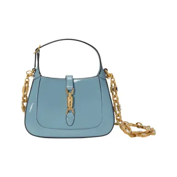 GUCCI Jackie 1961 Patent Leather Crescent Shoulder Bag Shoulder Bag Mini Women's Blue