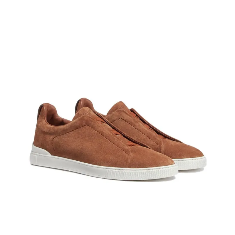 Zegna Suede Triple Stitch Tobacco-2