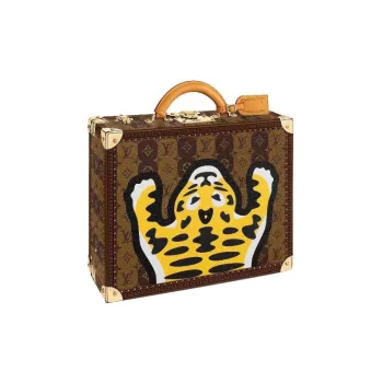 LOUIS VUITTON NIGO Collaboration Cotteville Coated Canvas With Leather Trim Storage Box Hard Case Unisex Brown