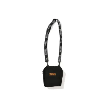 Thrasher Nylon Shoulder Bag, Crossbody Bag Small Size Unisex Black