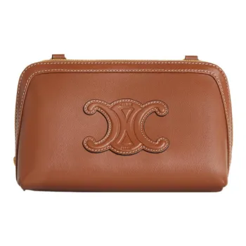 CELINE Triomphe Cow Leather Handheld Shoulder Bag, Crossbody Bag Mini Women's Brown