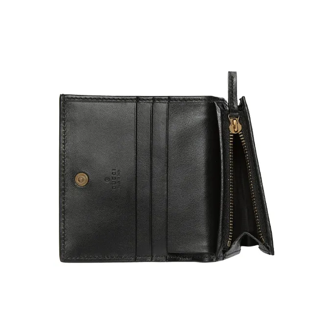 GUCCI GG Matelassé Leather Clutch Card Holder Wallet Trumpets Women's Black-5