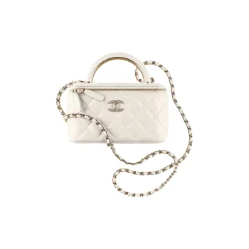CHANEL Lambskin Makeup Box, Shoulder Bag, Crossbody Bag, Handbag Women's White