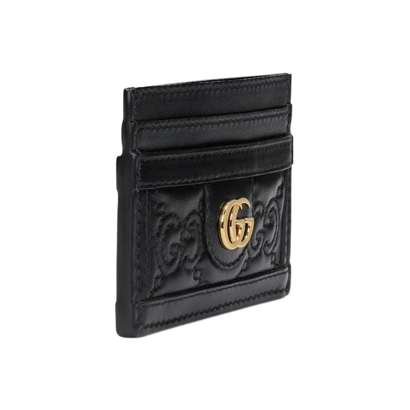 GUCCI GG Matelassé Leather Clutch Card Holder Trumpets Women's Black-2