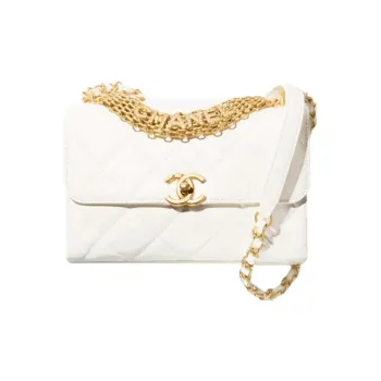 CHANEL Lambskin Mini Square Flap Bag, Shoulder Bag, Crossbody Bag Mini Women's White