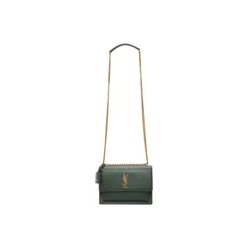 SAINT LAURENT SUNSET Calfskin Sunset Bag Shoulder Bag Crossbody Bag Medium Size Women's Dark Green