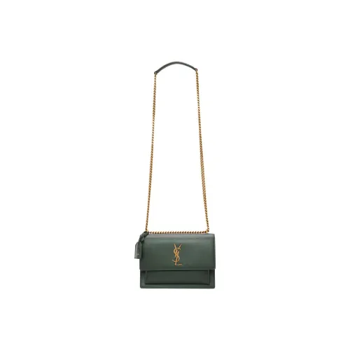 SAINT LAURENT SUNSET Calfskin Sunset Bag Shoulder Bag Crossbody Bag Medium Size Women's Dark Green