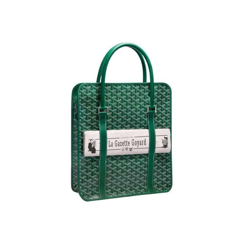 GOYARD Bourgogne Canvas With Leather Handbag Unisex Green-0
