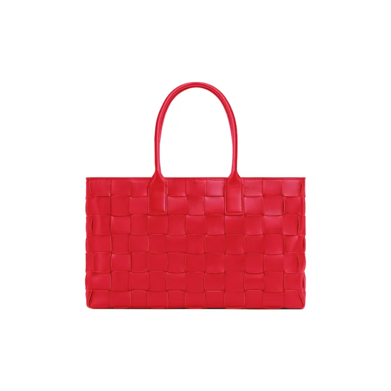 Bottega Veneta CABAT Lambskin Tote Bag, Shopping Bag, Handbag Large Size Women's Red-0