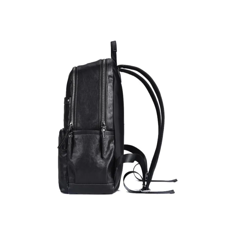 Hush Puppies Cow Leather Backpack Large Size Men's Black-3