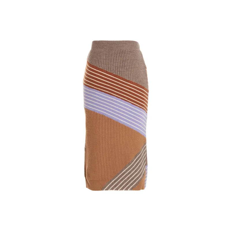 Stella McCartney 3D Striped Knitted Midi Skirt-1