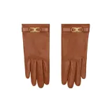 CELINE Leather Gloves Women's Brown
