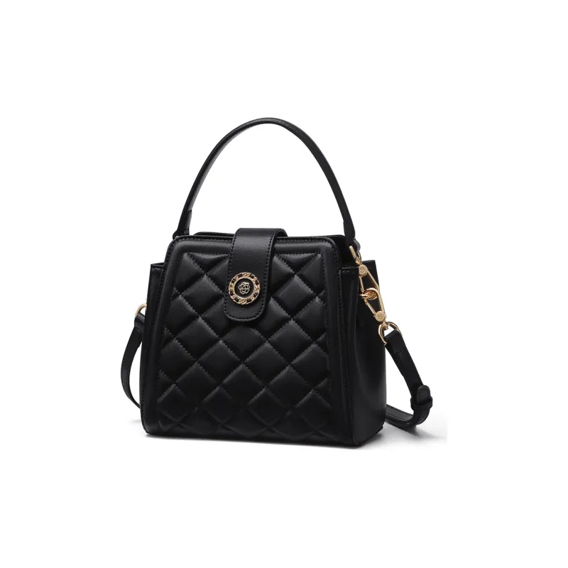 GOLF Synthetic Leather, Cow Split Leather Bucket Bag, Handbag, Shoulder Bag, Crossbody Bag Trumpets Women's Black-3