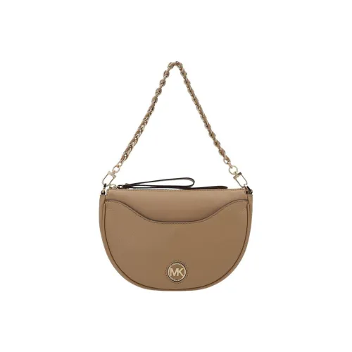 MICHAEL KORS Leather Crescent Bag Crossbody One Shoulder Handbag Women's Beige