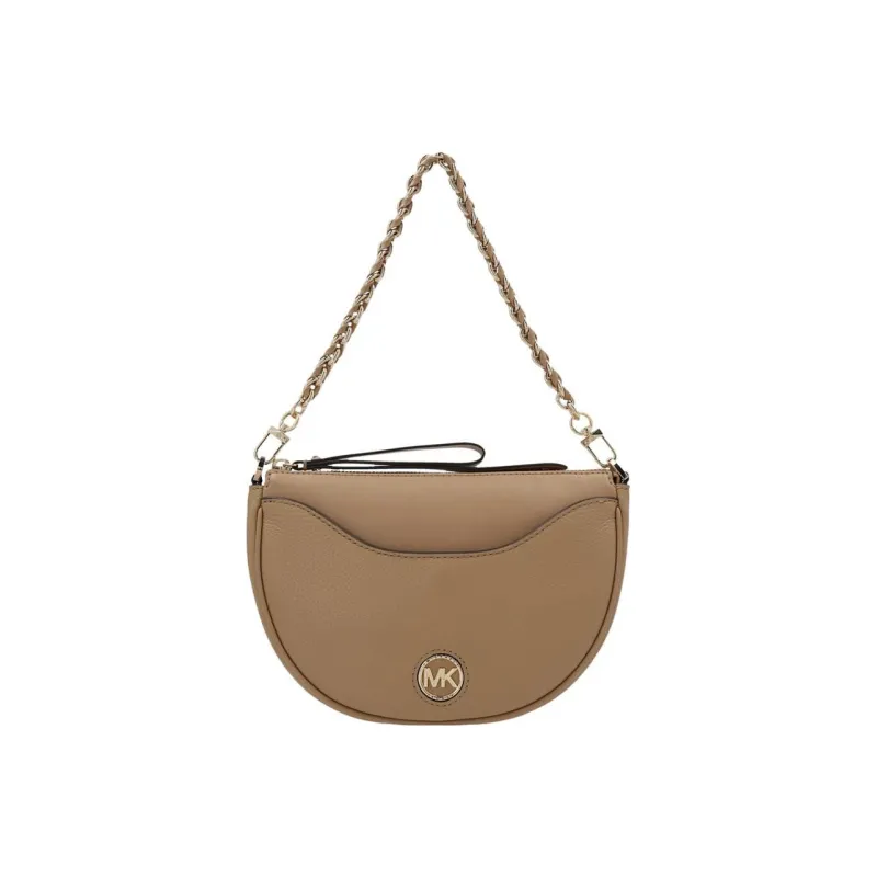 MICHAEL KORS Leather Crescent Bag, Crossbody Bag, One Shoulder Handbag Women's Beige-0
