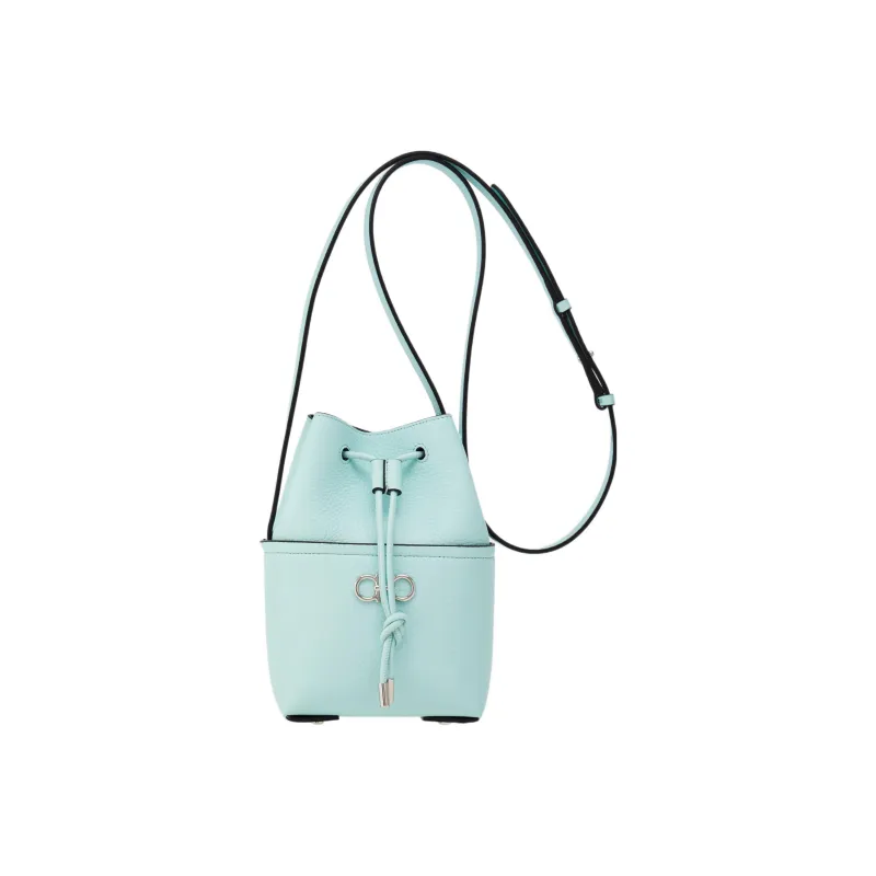 FERRAGAMO GANCINI Cow Leather Bucket Bags Shoulder Bag Crossbody Bag Mini Women's Light Aqua Green-0