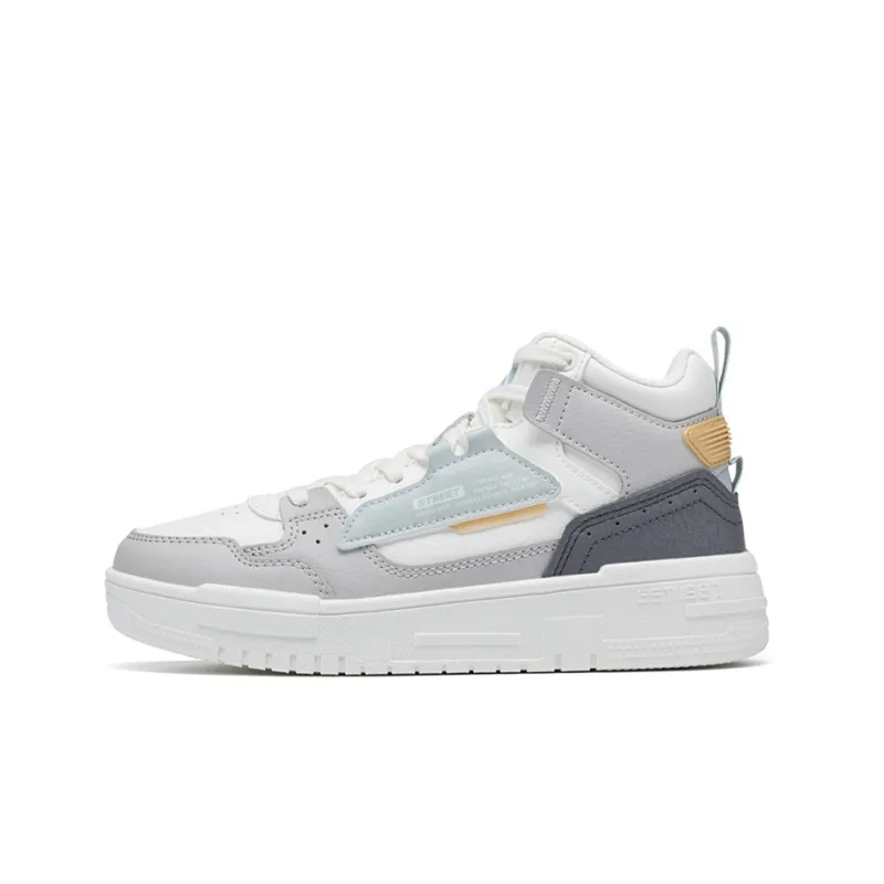 XTEP High Top Skateboard Shoes Women's White Gray-0