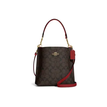 COACH Mollie Artificial Leather Bucket Bag Handbag Shoulder Bag Crossbody Bag Small Size Women's Brown