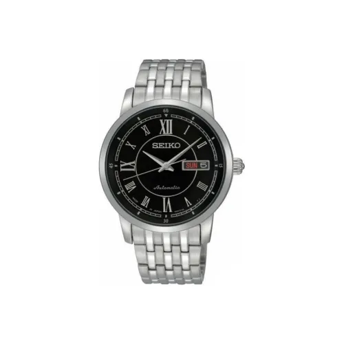 SEIKO Automatic Mechanical Movement Stainless Steel Strap Watch 38.7mm Men's Watches Black Dial