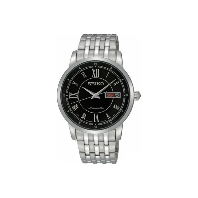 SEIKO Automatic Mechanical Movement Stainless Steel Strap Watch 38.7mm Men's Watches Black Dial-0