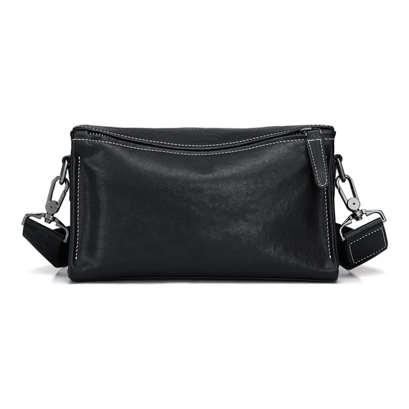 GOLF Genuine Leather Top Grain Cow Leather Commute Bag Small Square Bag Fanny Pack Crossbody Bag Small Size Men's Black-2
