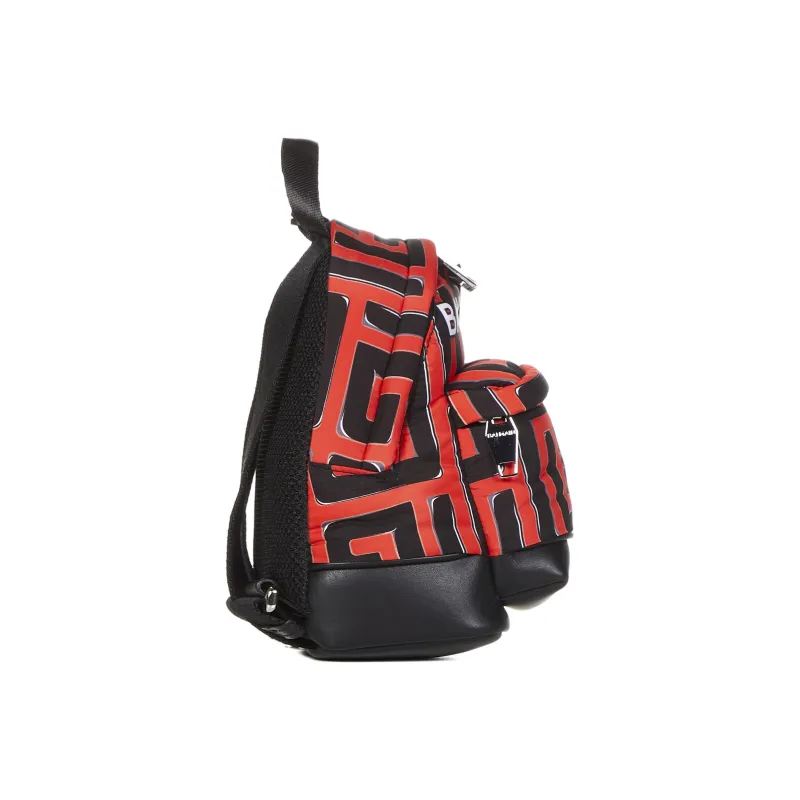 BALMAIN × POKÉMON Pokémon Collaboration Leather Detail Backpack Unisex Black & Red-1
