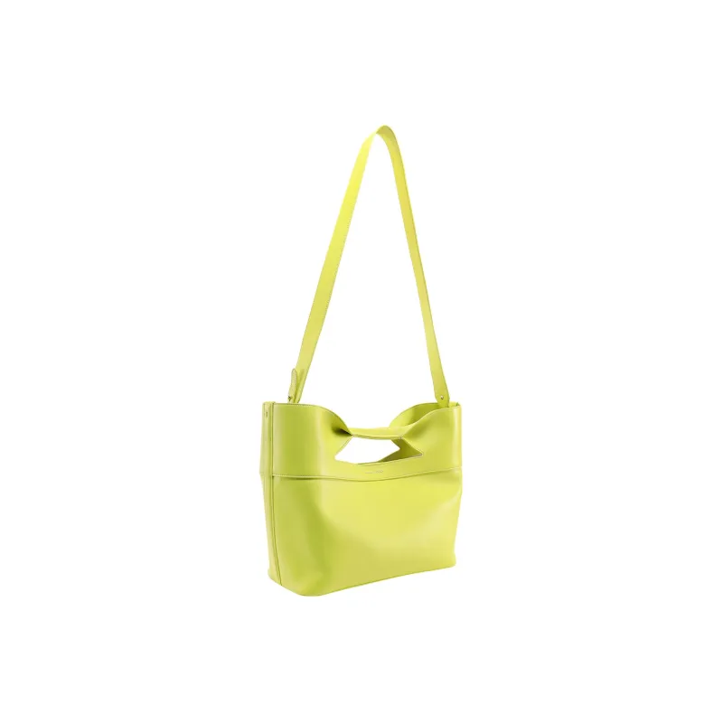 Alexander McQueen The Bow Smooth Calf Leather Shoulder Bag, Crossbody Bag, Handbag Trumpets Women's Light Green-2