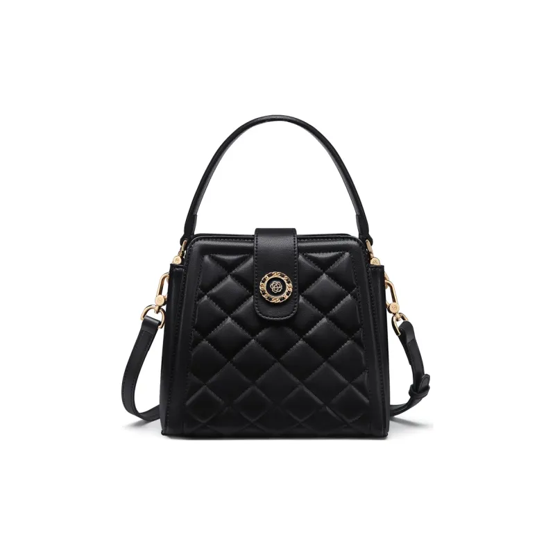 GOLF Synthetic Leather, Cow Split Leather Bucket Bag, Handbag, Shoulder Bag, Crossbody Bag Trumpets Women's Black-0