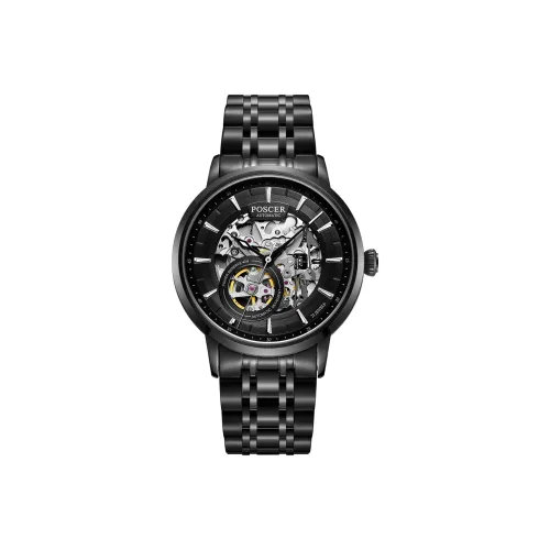 POSCER Automatic Mechanical Movement Watch Men's Watches Black Dial