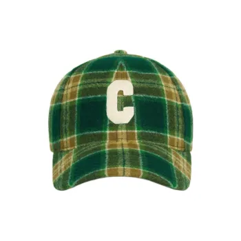 CELINE Initial Snapback Cap In Checked Wool