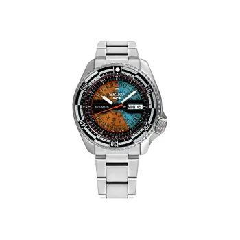 SEIKO Seiko5 SPORTS Collection Mechanical Movement Stainless Steel Strap Watch Unisex Orange Watch Dial
