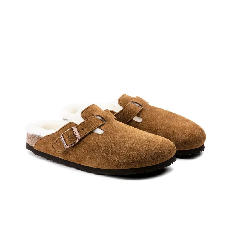 Birkenstock Boston Shearling Suede 'Mink'-3
