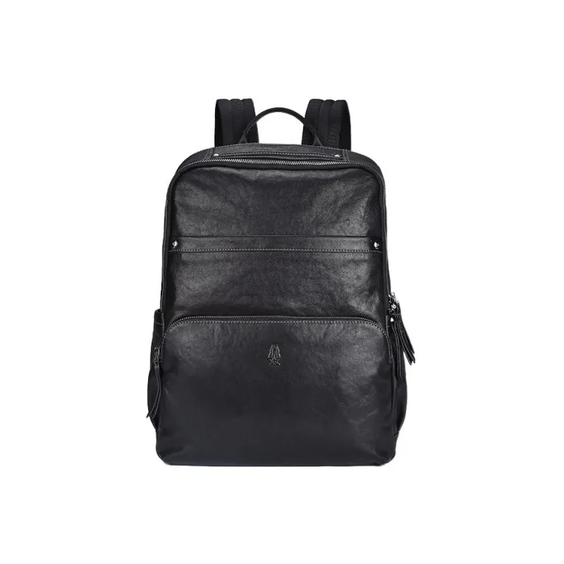 Hush Puppies Cow Leather Backpack Large Size Men's Black-0