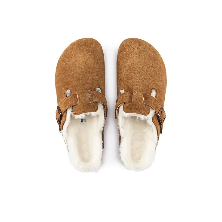 Birkenstock Boston Shearling Suede 'Mink'-4