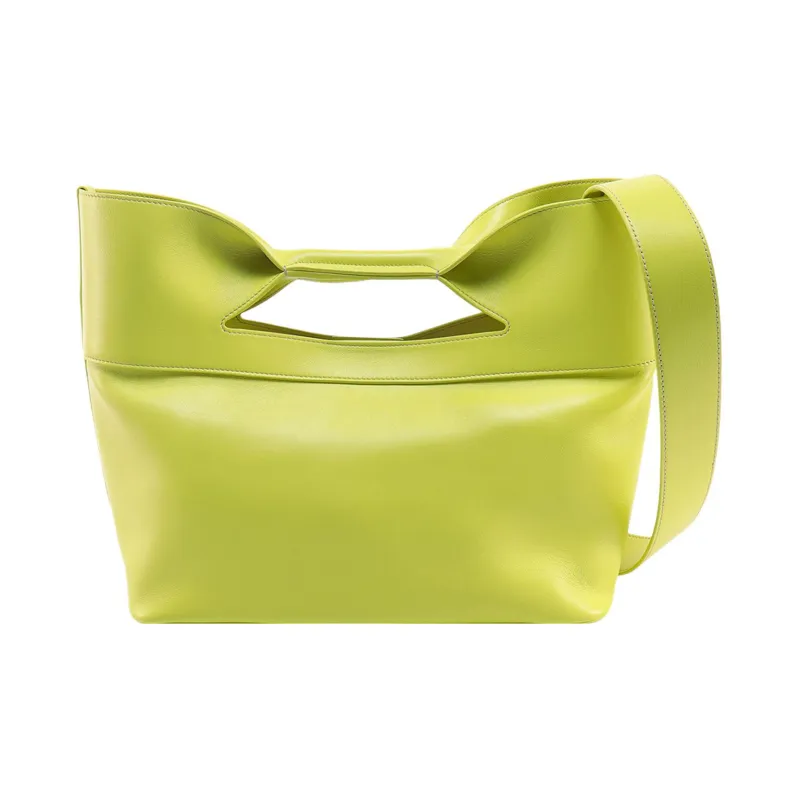 Alexander McQueen The Bow Smooth Calf Leather Shoulder Bag, Crossbody Bag, Handbag Trumpets Women's Light Green-1