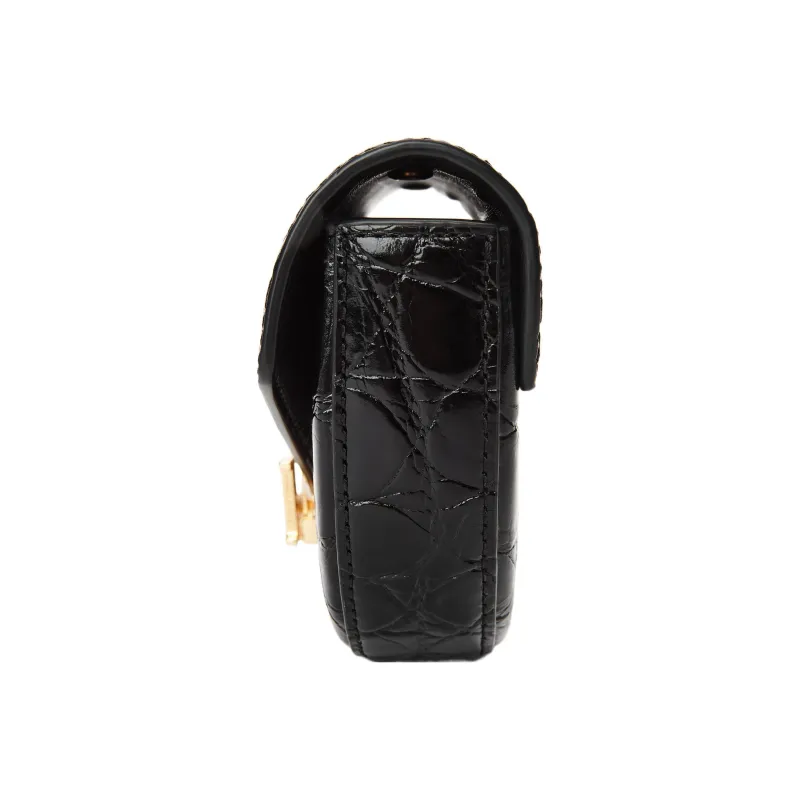 Alexander Wang Crocodile Embossed Cow Leather Crossbody Bag Shoulder Bag Women's Black-3