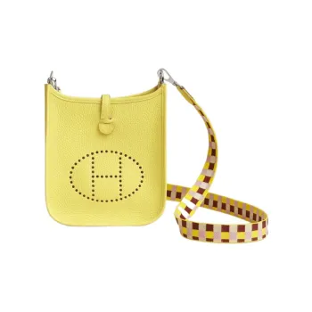 HERMES Evelyne Clemence Bullock Leather Shoulder Bag Crossbody Bag Mini Women's Citron Lemon Yellow