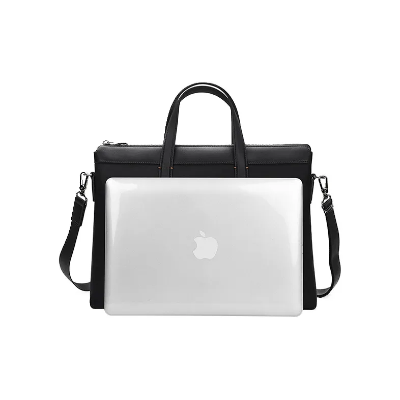 ELLE HOMME Fabric With PU Document Bag Handbag Crossbody Bag Medium Size Men's Solid Color-3