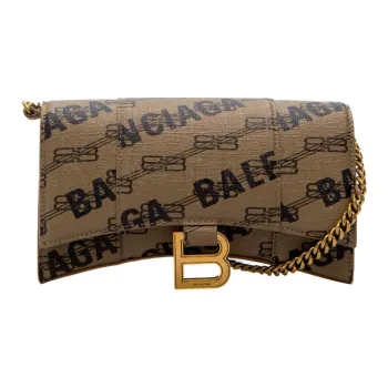 Balenciaga Polyurethane Hourglass Bag Wallet Women's Beige