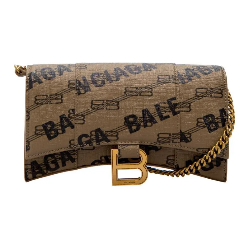 Balenciaga Polyurethane Hourglass Bag Wallet Women's Beige-0