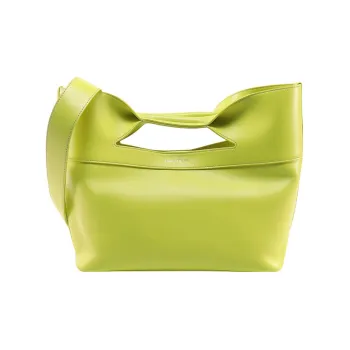 Alexander McQueen The Bow Smooth Calf Leather Shoulder Bag, Crossbody Bag, Handbag Trumpets Women's Light Green