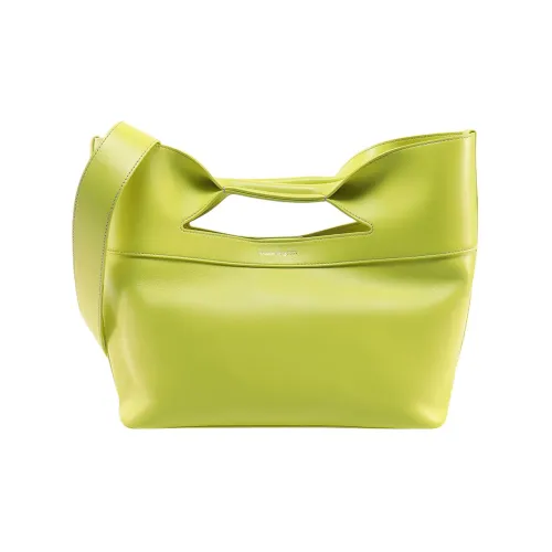 Alexander McQueen The Bow Smooth Calf Leather Shoulder Bag, Crossbody Bag, Handbag Trumpets Women's Light Green
