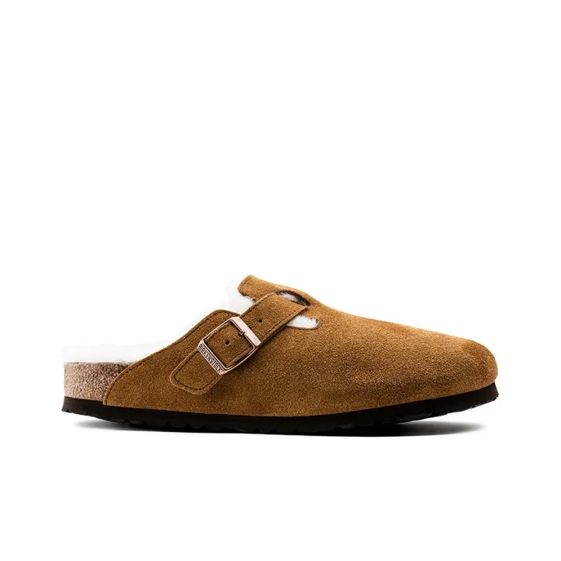 Birkenstock Boston Shearling Suede Leather Mink-1