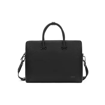 ELLE HOMME Top Grain Cow Leather Briefcase Document Bag Medium Size Men's Black