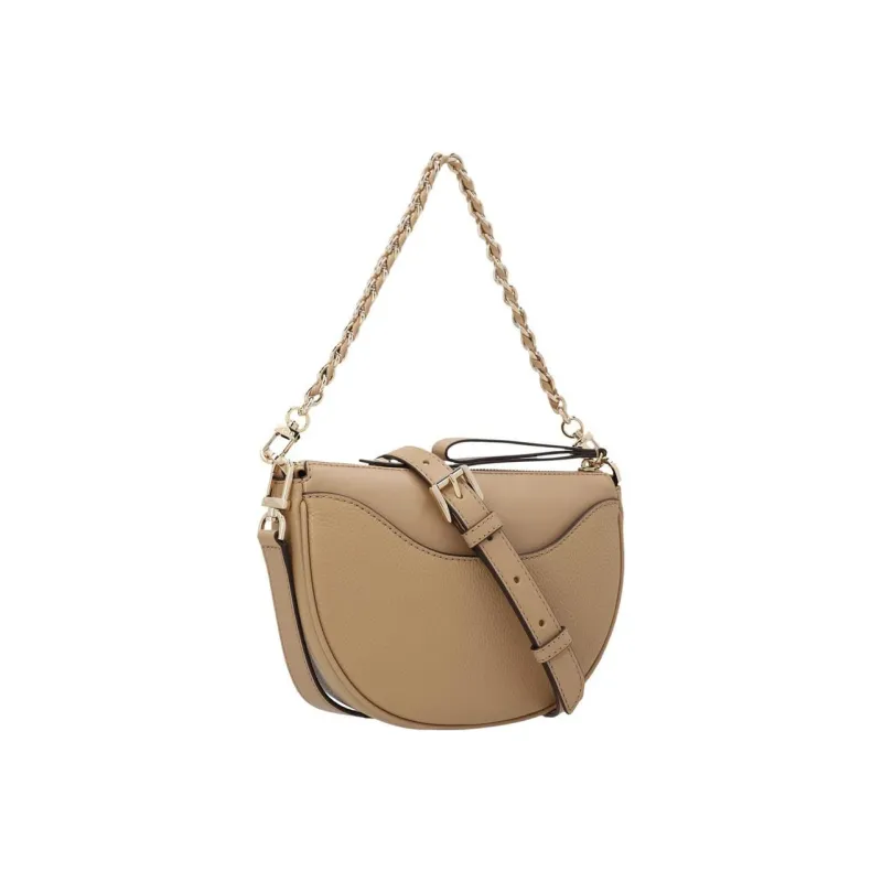 MICHAEL KORS Leather Crescent Bag, Crossbody Bag, One Shoulder Handbag Women's Beige-1