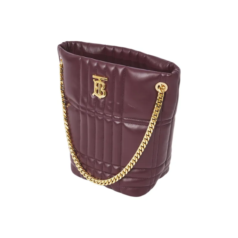 Burberry Lola Lola Bag Lambskin One Shoulder Handbags Small Size Women's Burgundy-3